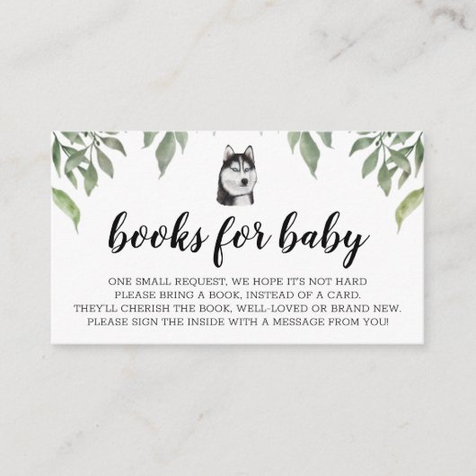 Boeken voor Baby Siberian Husky Boho Greenery Informatiekaartje (Voorkant)