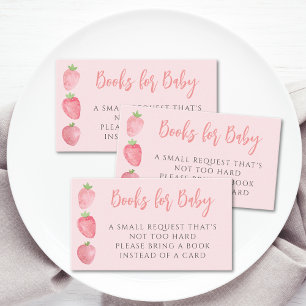 Boeken voor baby Strawberry baby shower Informatiekaartje