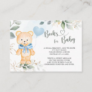 Boeken voor Baby Teddy Bear Greenery Foliage Invit Informatiekaartje