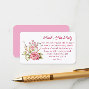 boeken voor baby, theepartij meisje baby shower ro informatiekaartje
