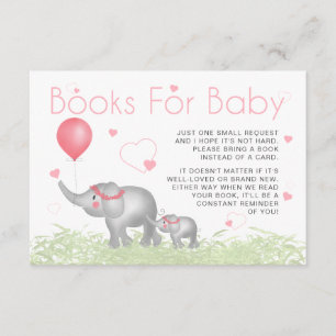 Boeken voor Baby Waterverf Olifanten en roze harte Informatiekaartje