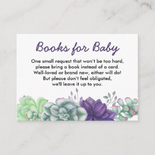 Boeken voor Baby Waterverf Succulenten Baby shower Informatiekaartje