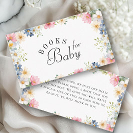 Boeken voor Baby! wilde-bloem-Baby shower Informatiekaartje