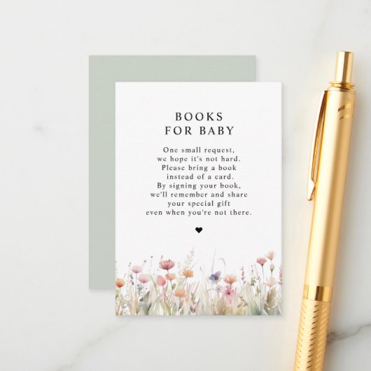 Boeken voor Baby | Wildflower Spring Baby shower Informatiekaartje (Voorkant / Achterkant in situ)