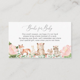 Boeken voor Baby Woodland Animals Girl Baby shower Informatiekaartje