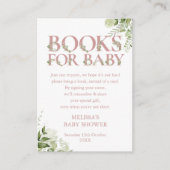 Boeken voor babyboekverzoek Roze baby shower Informatiekaartje (Voorkant)