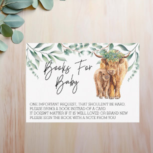 Boeken voor babyfeestje Schotse Koe Eucalyptus Kaart