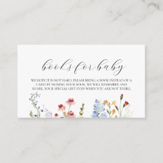 Boeken voor babykaart met wilde bloemen informatiekaartje