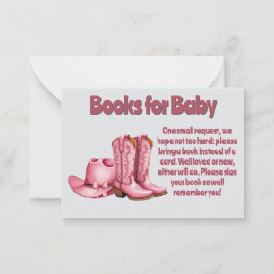 Boeken voor babymeisje en luierspel cowboy stijl notitiekaartje