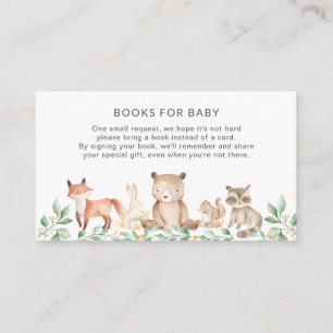 Boeken voor Cute Woodland Animals voor Baby shower Informatiekaartje