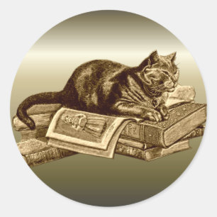 Boeken voor het lezen van keukengerei ronde sticker