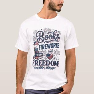 Boeken Vuurwerk en Vrijheid Patriottisch Lezer Shi T-shirt