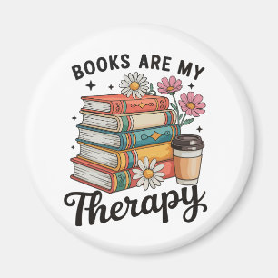 Boeken zijn mijn therapie Retro bloem lezende lief Magneet