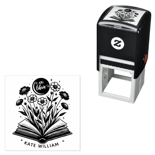 Boekenbloei Custom ex libris Zelfinktende Stempel (In situ)