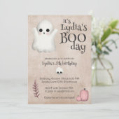 Boekendag Kawaii Ghost Halloween Verjaardag Kaart (Staand voorkant)
