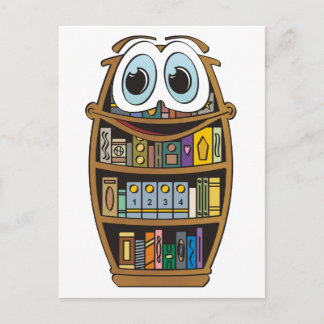 boekenkast-Cartoon Briefkaart