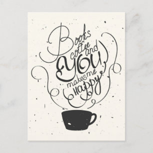 Boekenkoffie en jij maakt me gelukkig briefkaart