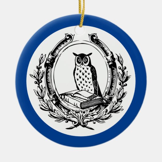  boekenkookplaat Owl Blue Keramisch Ornament (Voorkant)
