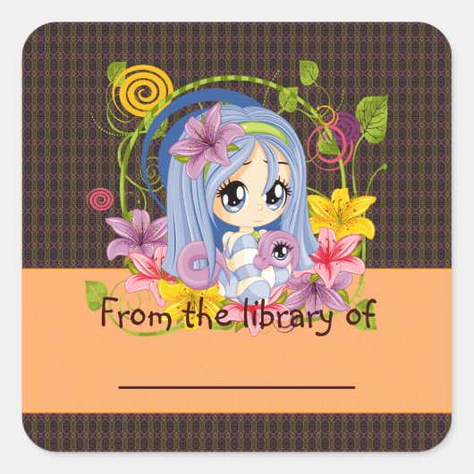 Boekenlabel Drakenelf Vierkante Sticker (Voorkant)