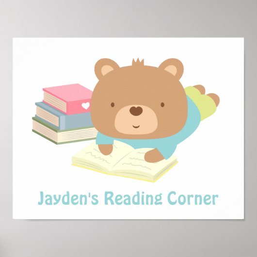 Boekenleeshoek met knuffelbeer poster (Voorkant)