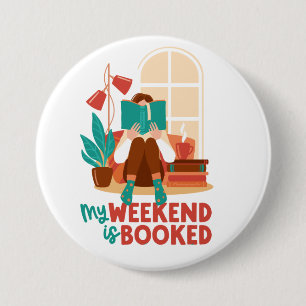 Boekenleesliefhebbers weekend ronde button 7,6 cm