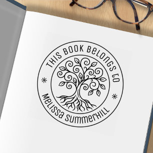 Boekenlegger Rond met Boom Rubberstempel