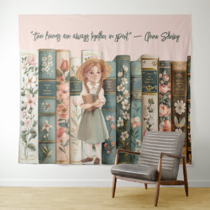 boekenliefhebber   Anne van Green Gables   Bloemen Wandkleed