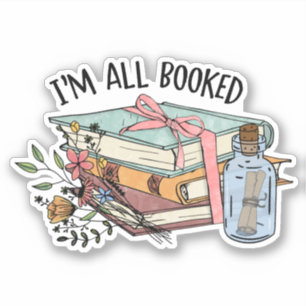 Boekenliefhebber bericht in een fles ik ben helema sticker