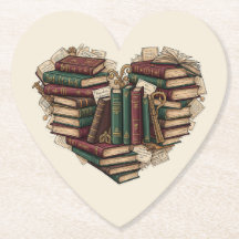 Boekenliefhebber Hart Papier Onderzetter
