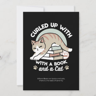 Boekenliefhebber Kattenillustratie - Opgerold & Ge Feestdagenkaart