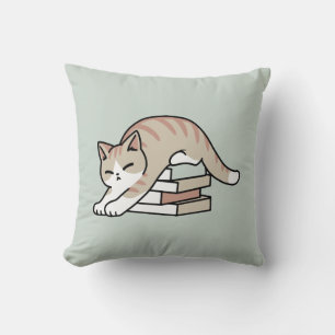 Boekenliefhebber Kattenillustratie - Opgerold & Ge Kussen