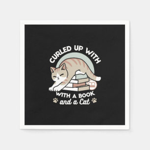 Boekenliefhebber Kattenillustratie - Opgerold & Ge Servet