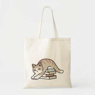 Boekenliefhebber Kattenillustratie - Opgerold & Ge Tote Bag