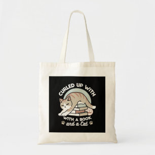 Boekenliefhebber Kattenillustratie - Opgerold & Ge Tote Bag