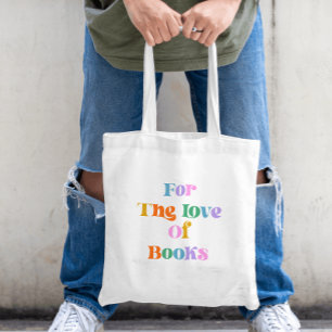Boekenliefhebber leest kleurrijke typografie moder tote bag