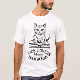 Boekenliefhebbers, boekenwurm, Schattigee kat in d T-shirt