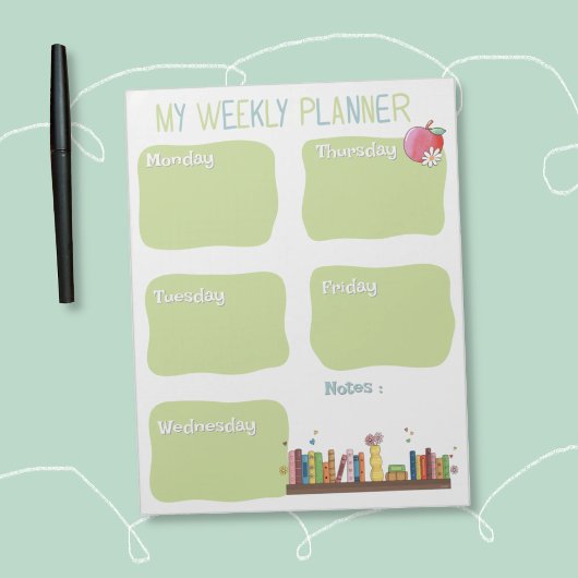 Boekenliefhebbers weekplanner notitieblok
