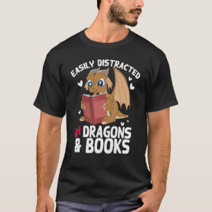 Boekennerd gemakkelijk afgeleid door draken en boe t-shirt