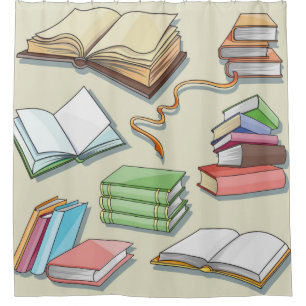 Boekenpatroon Douchegordijn