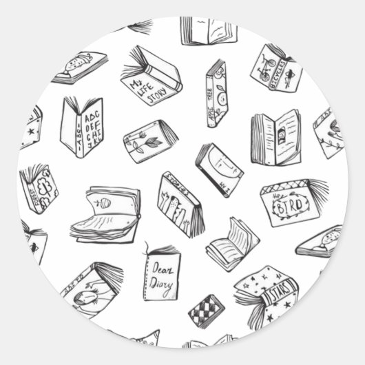 Boekenpatroon Ronde Sticker (Voorkant)
