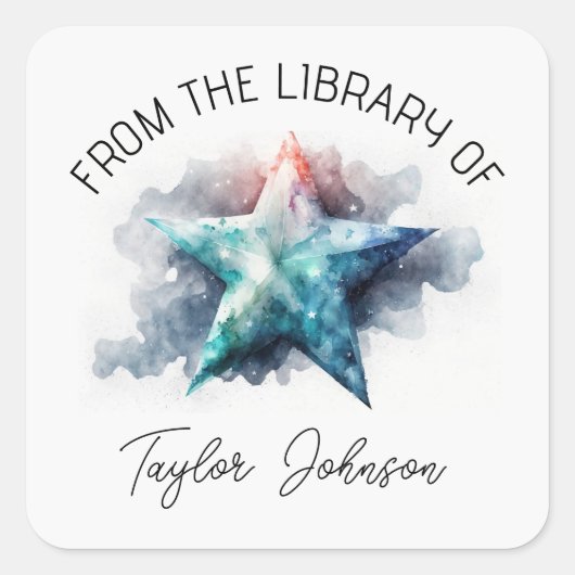 Boekenplaat sterrenhemelhemd vierkante sticker (Voorkant)