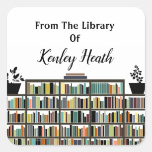 Boekenplank Bibliotheek Boekenlabels Vierkante Sticker