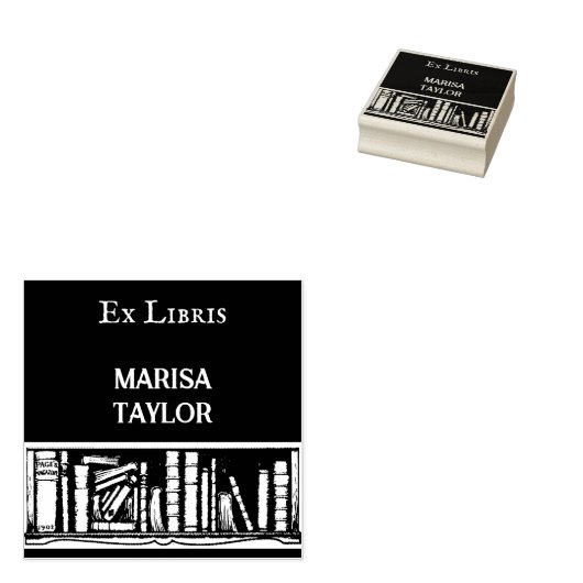 boekenplank ex libris rubberstempel 	rubberstempel (Gestempeld)