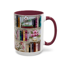 Boekenplank mok met glas in lood | Cadeau voor boe