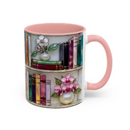 Boekenplank mok met glas in lood | Cadeau voor boe