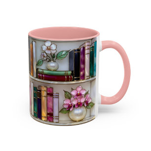 Boekenplank mok met glas in lood Cadeau voor boe