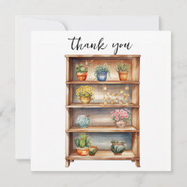 Boekenplanken met Schattigee Planten en Tuinkenmer Feestdagenkaart