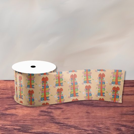 Boekenstapel met rode strik lint