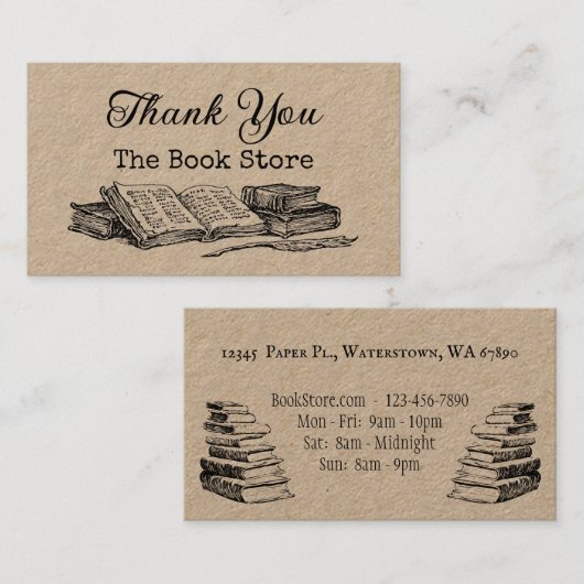 Boekenwinkel Bewerkbare  kunstloyaliteit Visitekaartje (Voorkant / Achterkant)