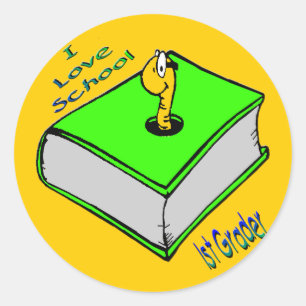 Boekenworm 1e klas - Ik hou van School Ronde Sticker